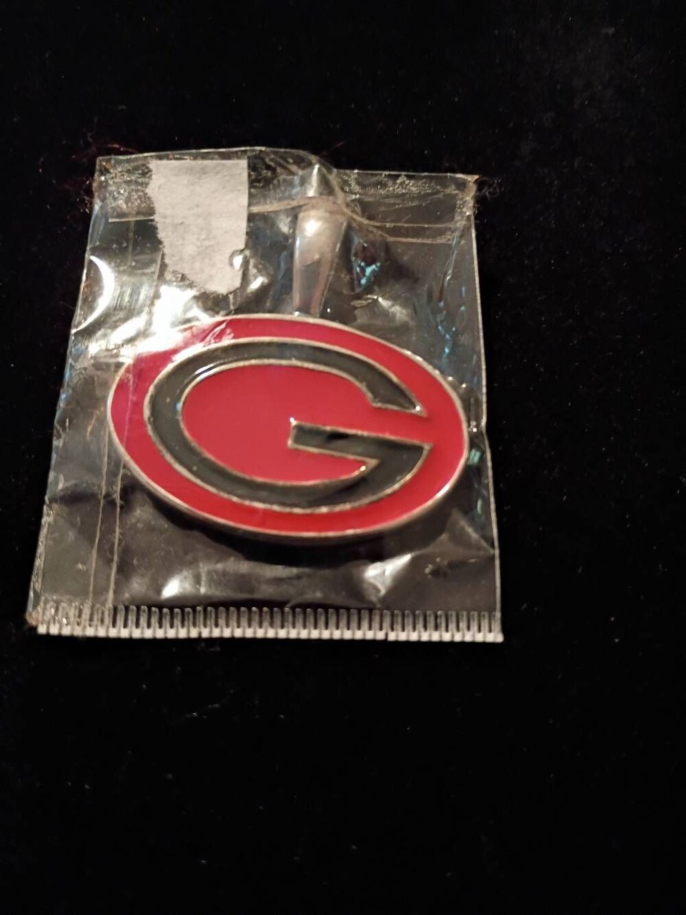 Vintage Georgia Red Black Silver Tone Necklace Pendant Jewelry Bulldog UGA